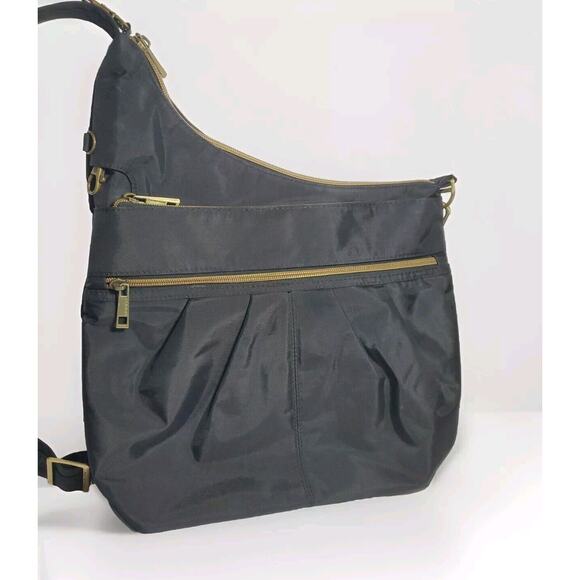 Travelon Anti-theft Signature Crossbody Nylon Black Bag Purse With 4 Compartment - Picture 16 of 16